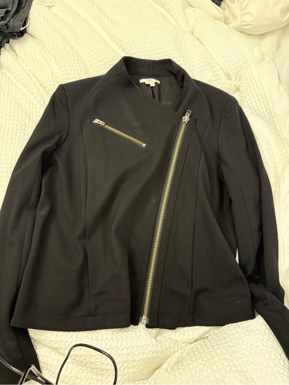 Helmut Lang Black Asymmetrical Zip Blazer